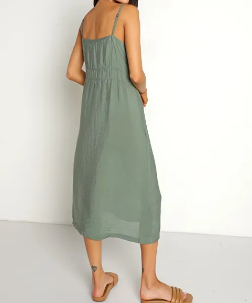 LACAUSA Dresses>Alma Slip Dress Seaweed