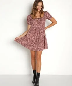 LACAUSA Dresses>Playa Mini Dress Cocoa Magic Mushroom