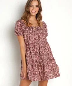 LACAUSA Dresses>Playa Mini Dress Cocoa Magic Mushroom