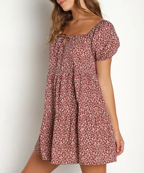 LACAUSA Dresses>Playa Mini Dress Cocoa Magic Mushroom