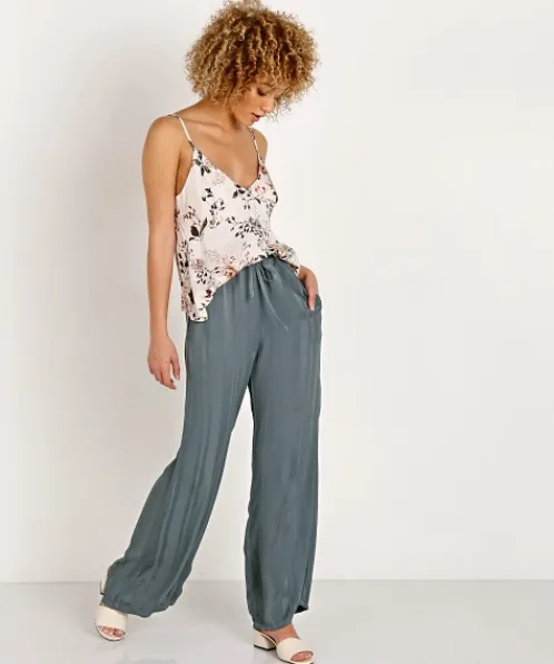 LACAUSA Pants>Striped Vela Pants Sage