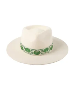 Lack of Color Accessories>Ivy Beverly Hat Green Vintage Trim Ivory