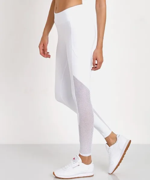 Lanston Bottoms>Sport Grayson Mesh Pannel Pocket Legging White