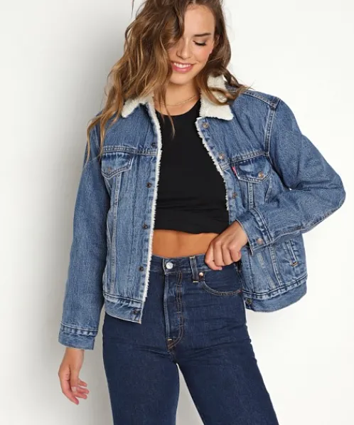 Levi's Jackets>Ex-Boyfriend Sherpa Trucker Denim Jacket Addicted To Love