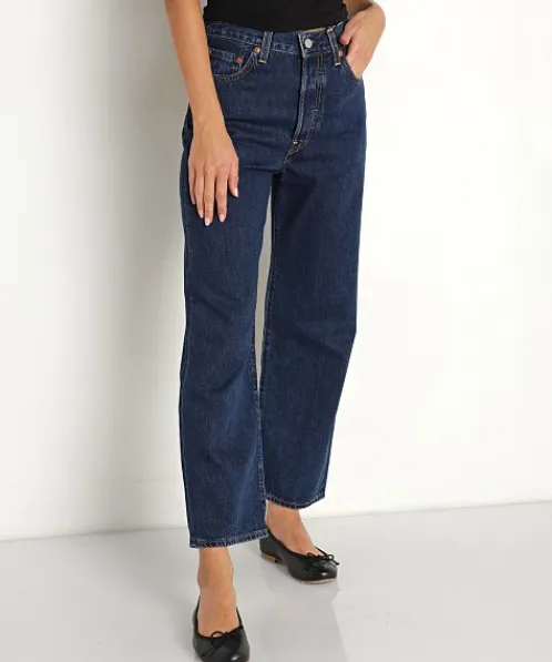 Levi's Pants>Ribcage Straight Ankle Jeans Neo Dark