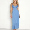 Line & Dot Dresses>Line & Dot Natasha Cut Out Dress Summer Blue