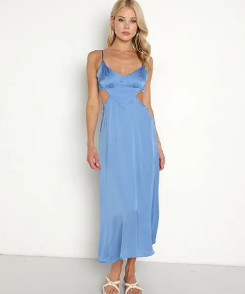Line & Dot Dresses>Line & Dot Natasha Cut Out Dress Summer Blue