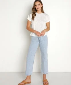 LNA Clothing Tops>Jayde Side Cut out Tee White