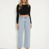 LNA Clothing Tops>Arya Cropped Long Sleeve Top Black