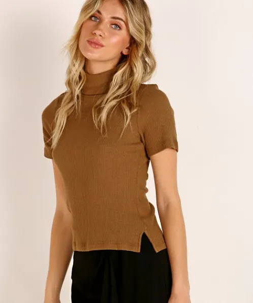 LNA Clothing Tops>Berlin Top Heather Camel
