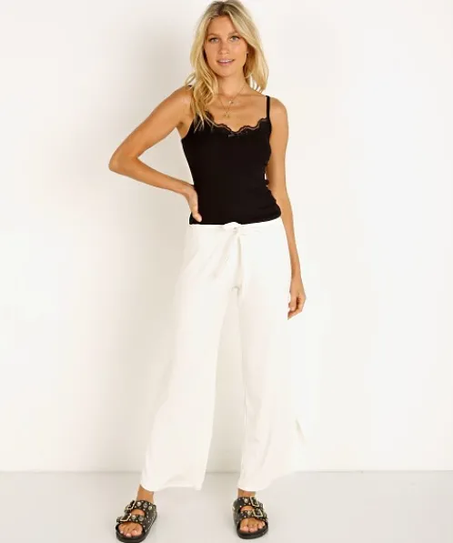 LNA Clothing Pants>Bianca Rib Pant Ivory