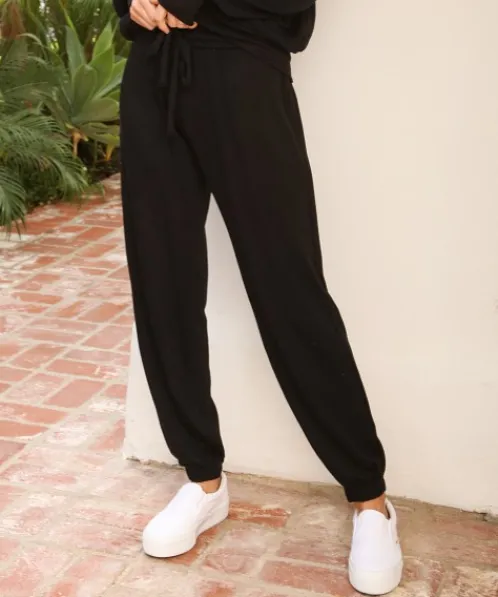 LNA Clothing Pants>Brushed Terry Relaxed Sweat Black