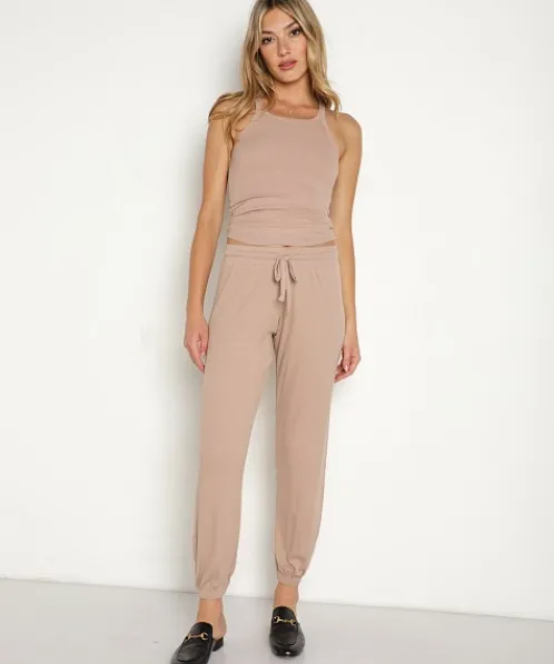 LNA Clothing Pants>Core Ribbed Jogger Nude