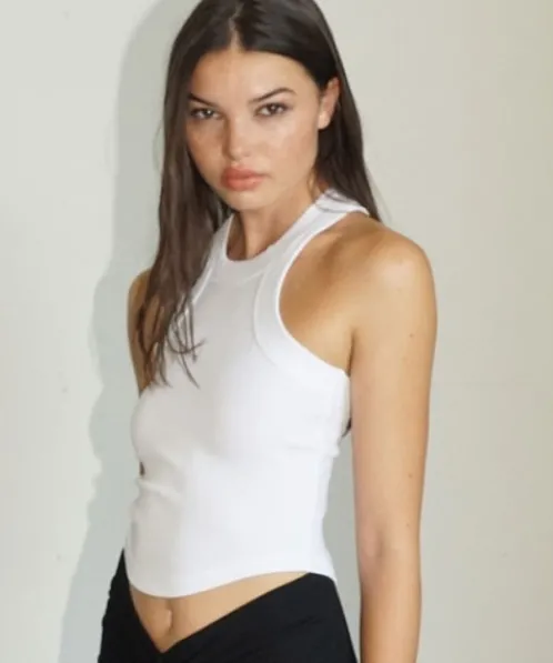 LNA Clothing Tops>Detra Cropped Tank White