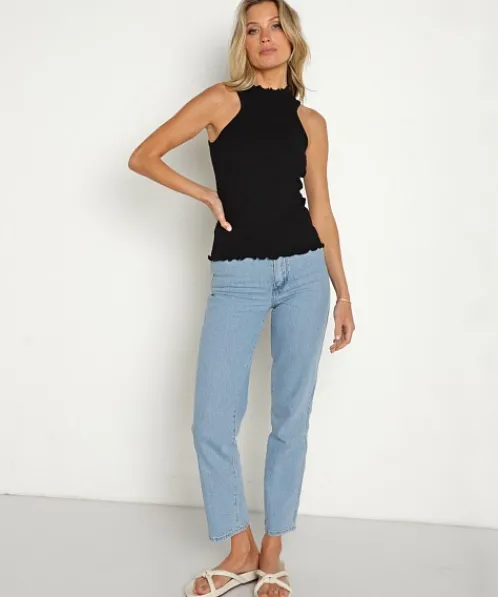 LNA Clothing Tops>Drew Marrow Rib Tank Black