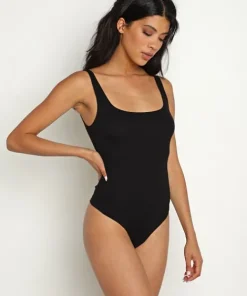 LNA Clothing Bodysuits>Essential Scoop Tank Bodysuit Black