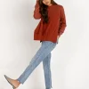LNA Clothing Knits>Hudson Sweatshirt Rust
