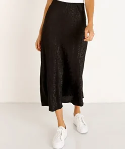 LNA Clothing Skirts>Jacquard Bias Cut Skirt Black Leopard