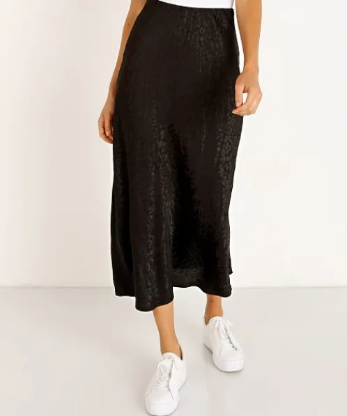 LNA Clothing Skirts>Jacquard Bias Cut Skirt Black Leopard