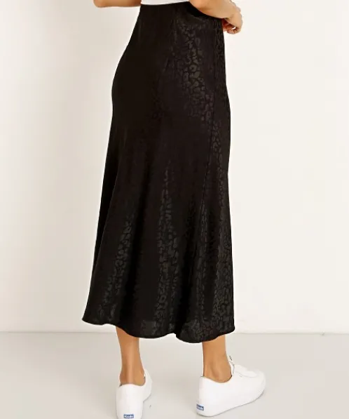 LNA Clothing Skirts>Jacquard Bias Cut Skirt Black Leopard