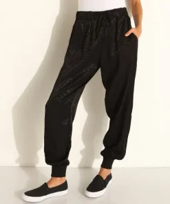 LNA Clothing Pants>Jacquard Drawstring Pant Black Leopard