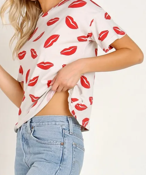 LNA Clothing Tops>Kiss Boxy Crew Tee White