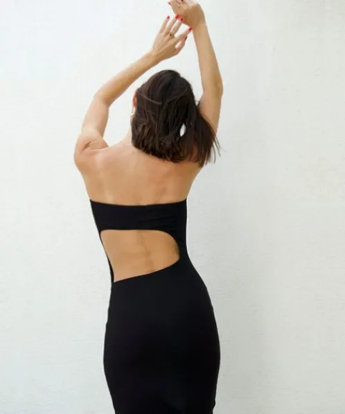 LNA Clothing Dresses>Madelynn Rib Cutout Dress Black