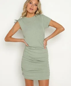 LNA Clothing Dresses>Miles Rib Mini Dress Heather Sea Green