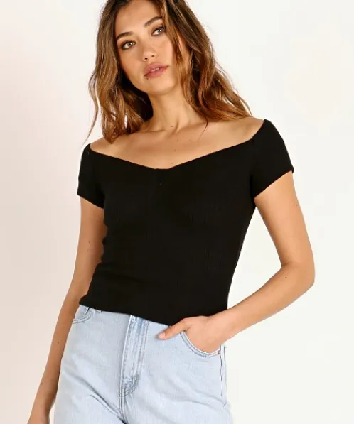 LNA Clothing Tops>Seabra Top Black