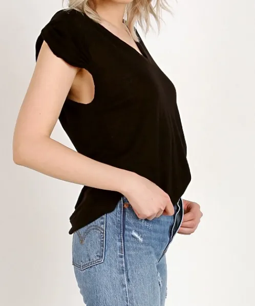 LNA Clothing Tops>Verso Rolled Sleeveless Black