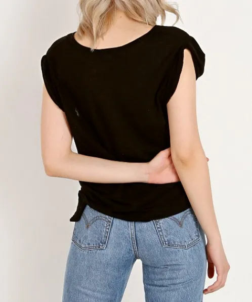 LNA Clothing Tops>Verso Rolled Sleeveless Black