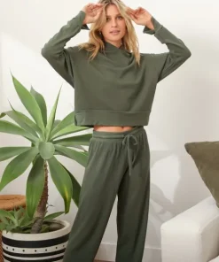 LNA Clothing Pants>Waffle Jogger Army Green