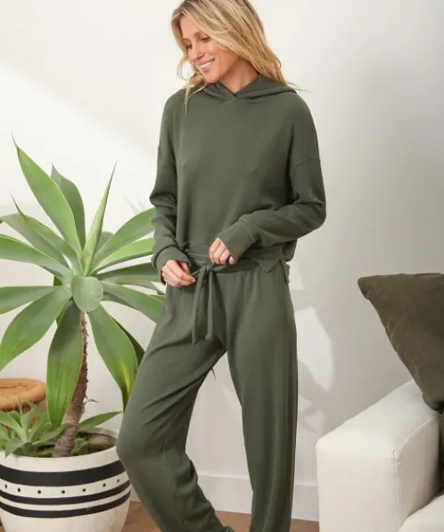 LNA Clothing Pants>Waffle Jogger Army Green