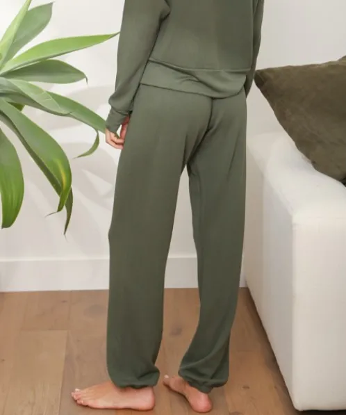 LNA Clothing Pants>Waffle Jogger Army Green