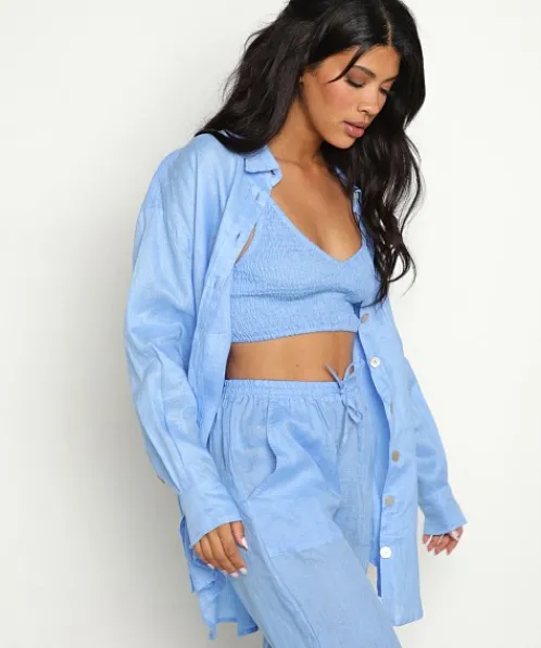 Lusana Tops>Jolie Shirt Sheer Bleu