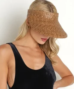Lusana Accessories>Solid Baha Visor Brown