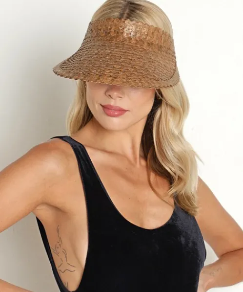 Lusana Accessories>Solid Baha Visor Brown