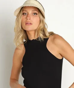 Lusana Accessories>Solid Baha Visor Off White