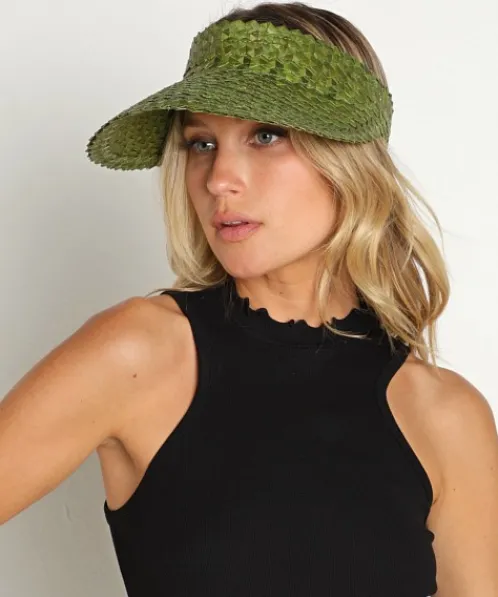 Lusana Accessories | Accessories>Solid Baha Visor Palm Green