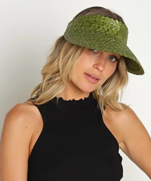 Lusana Accessories | Accessories>Solid Baha Visor Palm Green