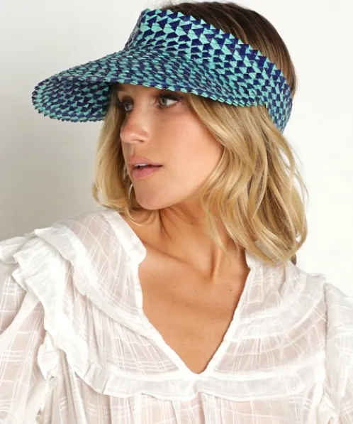 Lusana Accessories | Accessories>Speckled Baha Visor Royal Blue-Aqua