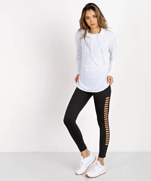 Maaji Tops>Waves Mesh Long Sleeve White
