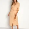 Monrow Dresses>Linen Tie Dress Desert Mist