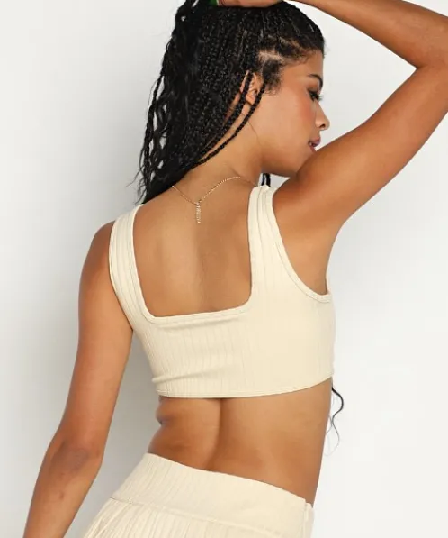 Montce Sports Bras | Bikinis>Allie Top Beige Wide Rib