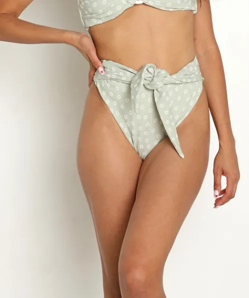 Montce Bikinis>Paula Tie Up Bikini Bottom Jade Floral
