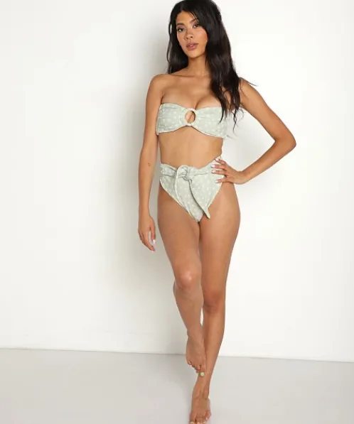 Montce Bikinis>Tori Ties Bikini Top Jade Floral