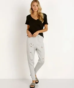 n: PHILANTHROPY Tops>Lynne V Neck Black Cat