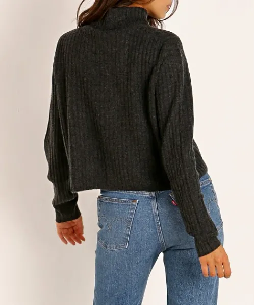 NAADAM Knits | Tops>Cashmere Ribbed Turtleneck Smoke