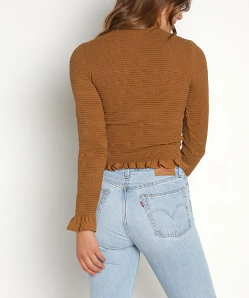 Nation LTD Tops>Emmy Smocked Turtle Neck Cococa