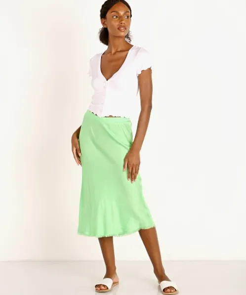 Nation LTD Skirts>Mabel Bias Skirt Electric Lime